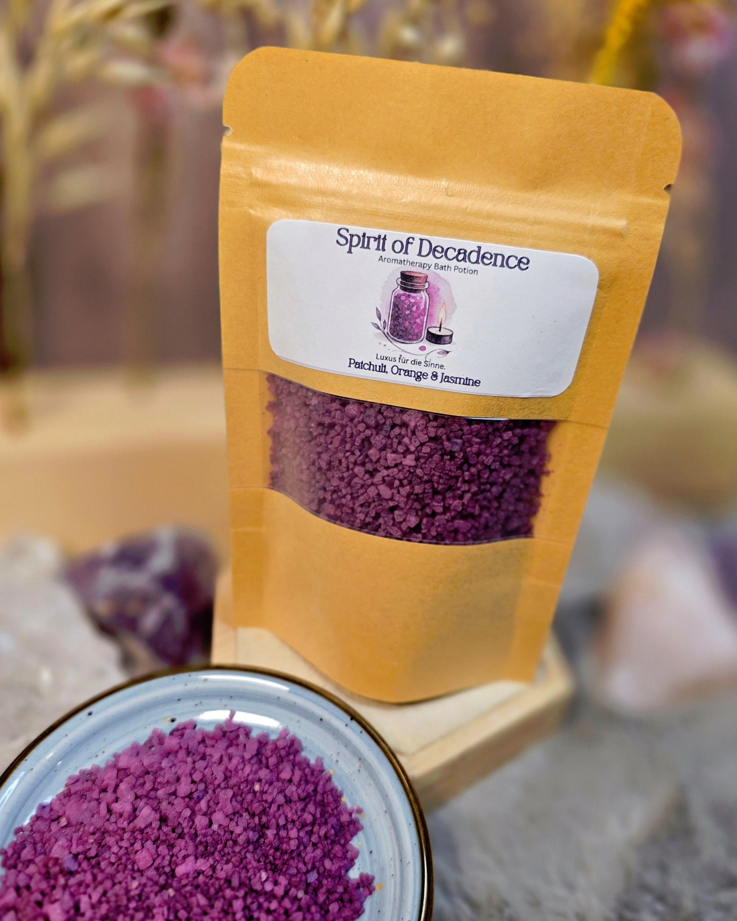 Spirit of Decadence – Aromatherapie-Badesalz mit Patchouli, Orange & Jasmin