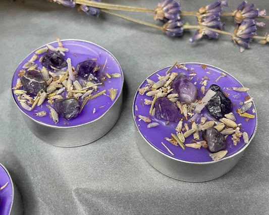 Lavendel-Amethyst-Teelicht – Ruhe, Klarheit & Seelenfrieden