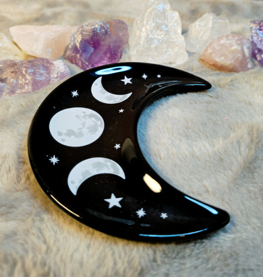 Mystische Mondsichel-Schale – Mondphasen Design – Schmuckablage & Ritualschale